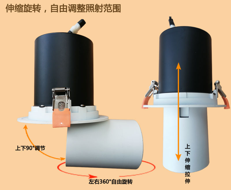 可拉伸调角度射灯