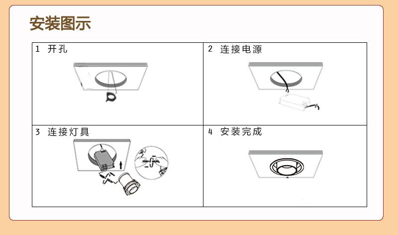 拉伸射灯安装图示